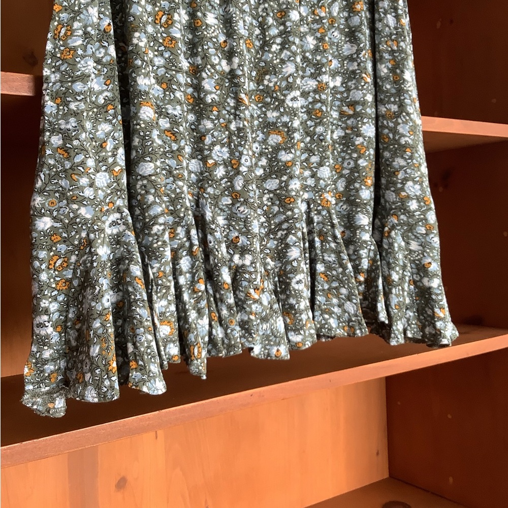 LOFT Floral Plus Size Skirt Green Boho Prairie Cottagecore Elastic Waist XXL - Picture 5 of 12